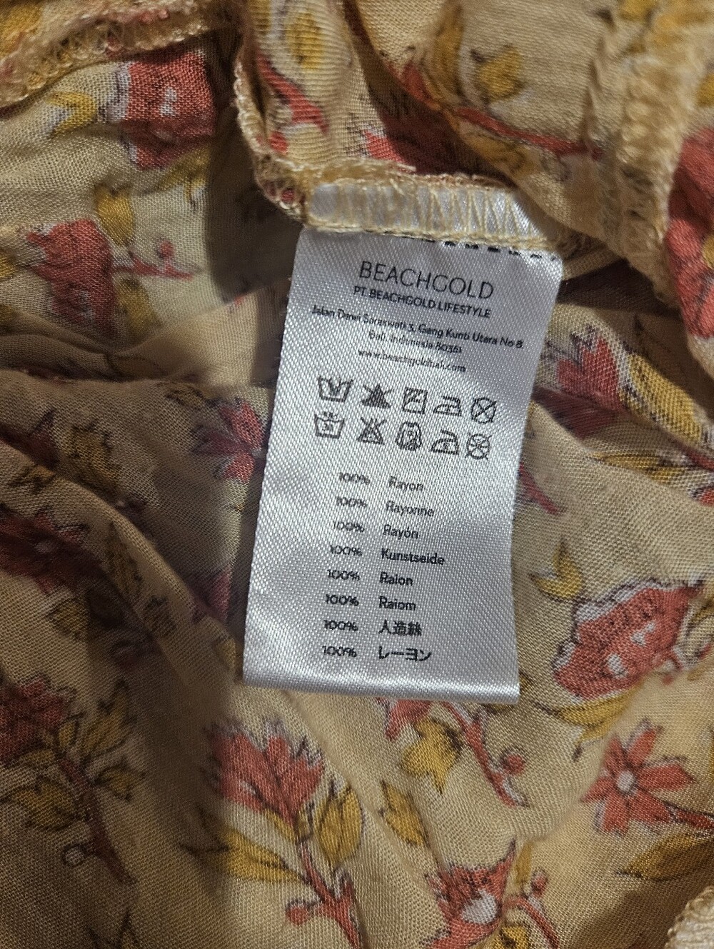 BEACHGOLD Floral Tiered Maxi Dress Small Yellow Boho Tassel Sustainable B-Corp - Picture 8 of 9